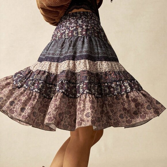 Multicolor Casual Women's Floral Ruffled Skirt - Picture 6 of 8